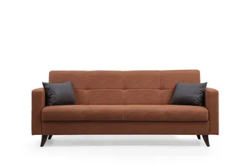 Darcia 3-istuttava vuodesohva 55x183 cm säilytystilalla, pellavaa - Terrakotta - Huonekalut - Sohva - Vuodesohva - 3 istuttava vuodesohva