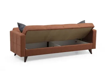 Darcia 3-istuttava vuodesohva 55x183 cm säilytystilalla, pellavaa - Terrakotta - Huonekalut - Sohva - Vuodesohva - 3 istuttava vuodesohva