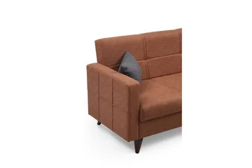 Darcia 3-istuttava vuodesohva 55x183 cm säilytystilalla, pellavaa - Terrakotta - Huonekalut - Sohva - Vuodesohva - 3 istuttava vuodesohva