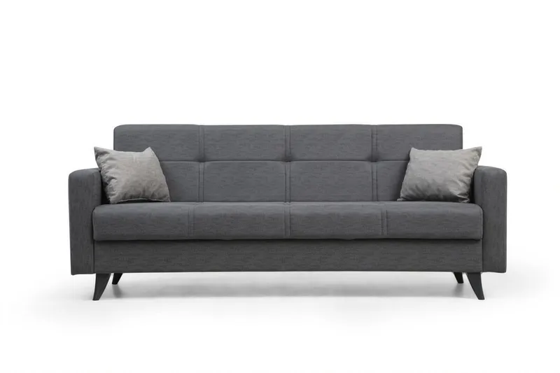 Darcia 3-istuttava vuodesohva 55x183 cm säilytystilalla kankaalla, Harmaa