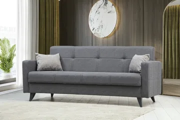 Darcia 3-istuttava vuodesohva 55x183 cm säilytystilalla kankaalla - Harmaa - Huonekalut - Sohva - Vuodesohva - 3 istuttava vuodesohva