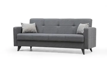 Darcia 3-istuttava vuodesohva 55x183 cm säilytystilalla kankaalla - Harmaa - Huonekalut - Sohva - Vuodesohva - 3 istuttava vuodesohva