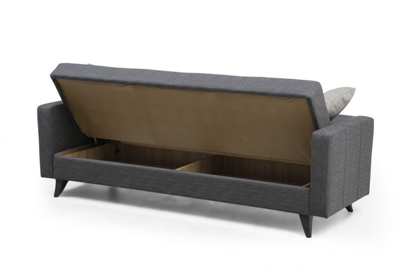 Darcia 3-istuttava vuodesohva 55x183 cm säilytystilalla kankaalla - Harmaa - Huonekalut - Sohva - Vuodesohva - 3 istuttava vuodesohva