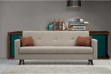 Darcia 3-istuttava vuodesohva 75x183 cm säilytystilalla kankaasta - Beige - Huonekalut - Sohva - Vuodesohva - 3 istuttava vuodesohva
