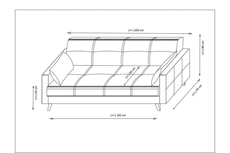 Darcia vuodesohva 3-istuttava - Beige - Huonekalut - Sohva - Vuodesohva - 3 istuttava vuodesohva