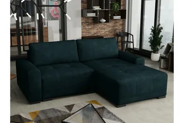 Denegal 2-istuttava vasemmanpuoleinen vuodesohva säilytystilalla 130x190 cm samettia - Vihreä - Huonekalut - Sohva - Vuodesohva