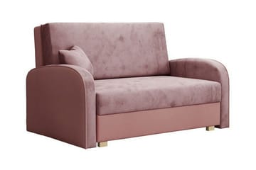 Denegal 2-istuttava vuodesohva 112x196 cm säilytyksellä samettia - Vaaleanpunainen - Huonekalut - Sohva - Vuodesohva