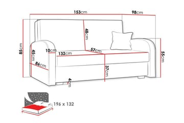 Denegal 2-istuttava vuodesohva 132x196 cm säilytyksellä samettia - Vaaleanpunainen - Huonekalut - Sohva - Vuodesohva