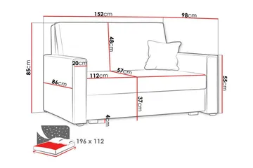 Denegal 2-sits Bäddsoffa Dark grey - Huonekalut - Sohva - Vuodesohva