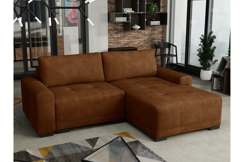 Denegal 2-sits Hörnbäddsoffa NO_BRAND Brown - Huonekalut - Sohva - Vuodesohva