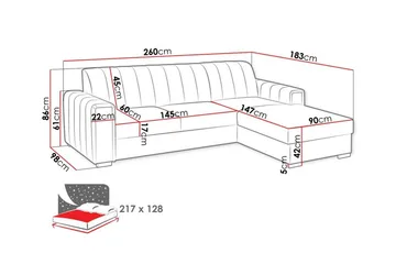 Denegal 3-istuttava kulmavuodesohva - Huonekalut - Sohva - Vuodesohva