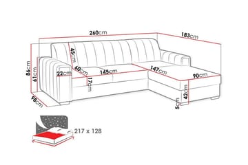 Denegal 3-istuttava kulmavuodesohva - Huonekalut - Sohva - Vuodesohva