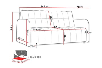 Denegal 3-istuttava vuodesohva 152x196 cm säilytystilalla kankaalla - Ruskea - Huonekalut - Sohva - Vuodesohva - 3 istuttava vuodesohva
