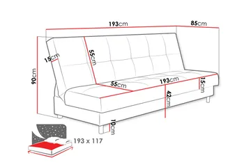 Denegal 3-istuttava vuodesohva - Huonekalut - Sohva - Vuodesohva - 3 istuttava vuodesohva