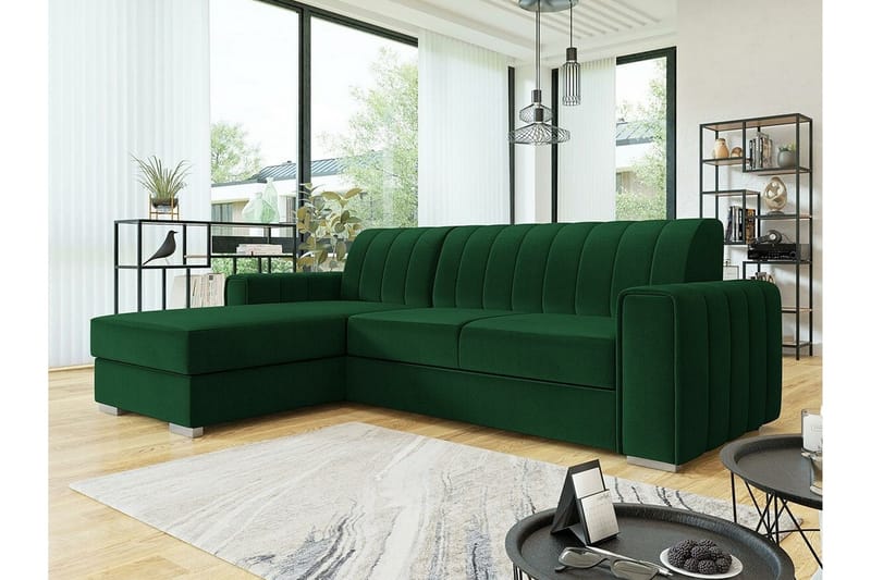 Denegal 3-sits Hörnbäddsoffa Dark green - Huonekalut - Sohva - Vuodesohva