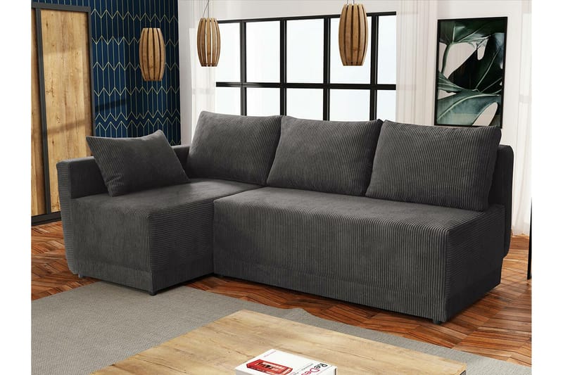 Denegal 3-sits Hörnbäddsoffa Dark grey - Huonekalut - Sohva - Vuodesohva
