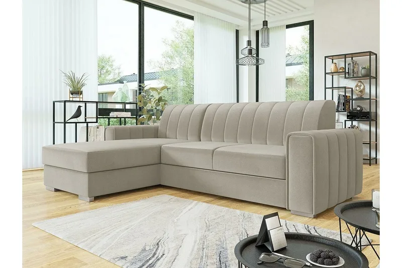 Denegal 3-sits Hörnbäddsoffa NO_BRAND beige - Huonekalut - Sohva - Vuodesohva