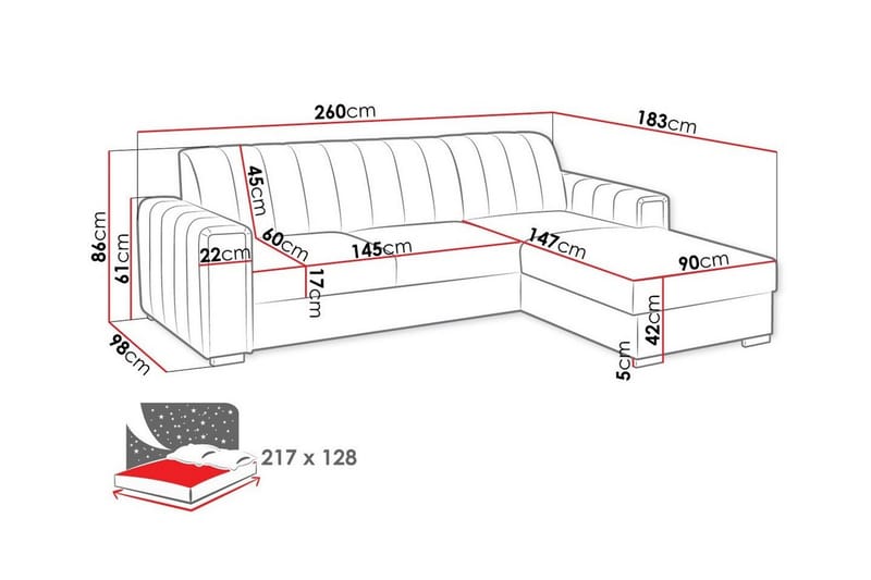 Denegal 3-sits Hörnbäddsoffa NO_BRAND beige - Huonekalut - Sohva - Vuodesohva