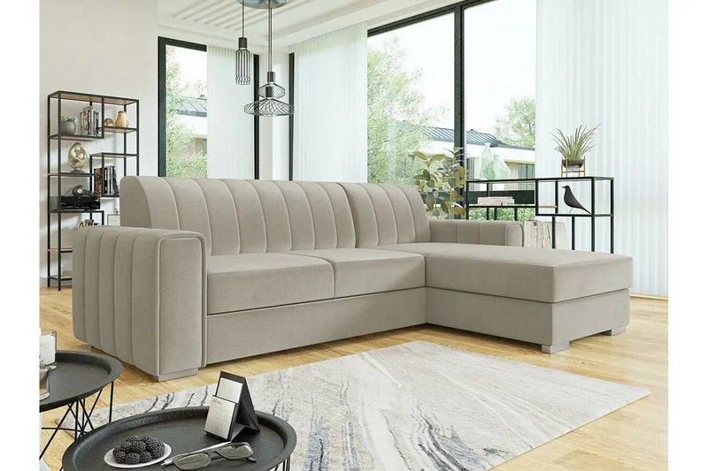 Denegal 3-sits Hörnbäddsoffa NO_BRAND Beige/Light beige - Huonekalut - Sohva - Vuodesohva
