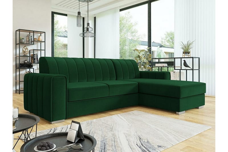 Denegal 3-sits Hörnbäddsoffa NO_BRAND Green - Huonekalut - Sohva - Vuodesohva