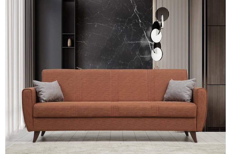 Dewan 3-istuttava vuodesohva 96x183 cm säilytystilalla kankaisena - Terrakotta - Huonekalut - Sohva - Vuodesohva - 3 istuttava vuodesohva