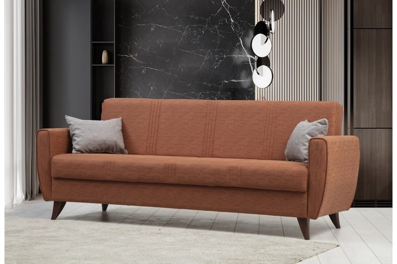Dewan 3-istuttava vuodesohva 96x183 cm säilytystilalla kankaisena - Terrakotta - Huonekalut - Sohva - Vuodesohva - 3 istuttava vuodesohva