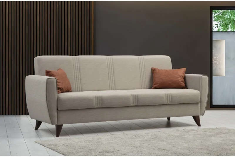 Dewan 3-istuttava vuodesohva 96x183 cm säilytystilalla pellavaa - Beige - Huonekalut - Sohva - Vuodesohva - 3 istuttava vuodesohva