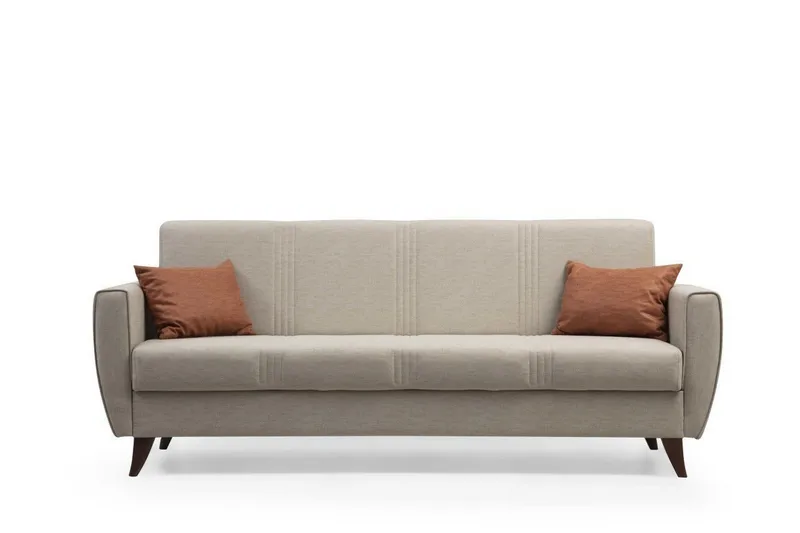 Dewan 3-istuttava vuodesohva 96x183 cm säilytystilalla pellavaa, Beige