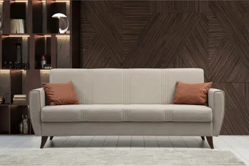 Dewan 3-istuttava vuodesohva 96x183 cm säilytystilalla pellavaa - Beige - Huonekalut - Sohva - Vuodesohva - 3 istuttava vuodesohva