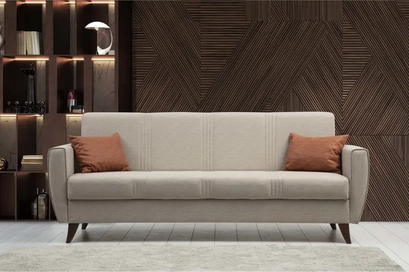 Dewan 3-istuttava vuodesohva 96x183 cm säilytystilalla pellavaa - Beige - Huonekalut - Sohva - Vuodesohva - 3 istuttava vuodesohva