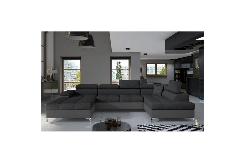 Divaani Eltap Eduardo 337x205x88 cm - Inari 96, Soft 29, tummanharmaa, harmaa, Oikea - Huonekalut - Sohva - Vuodesohva