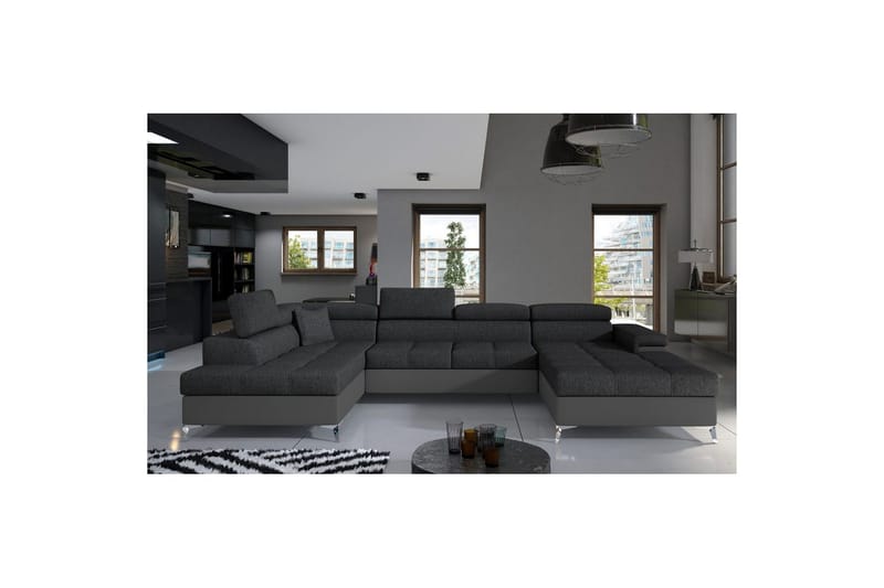 Divaani Eltap Eduardo 337x205x88 cm - Inari 96, Soft 29, tummanharmaa, harmaa, Vasen - Huonekalut - Sohva - Vuodesohva