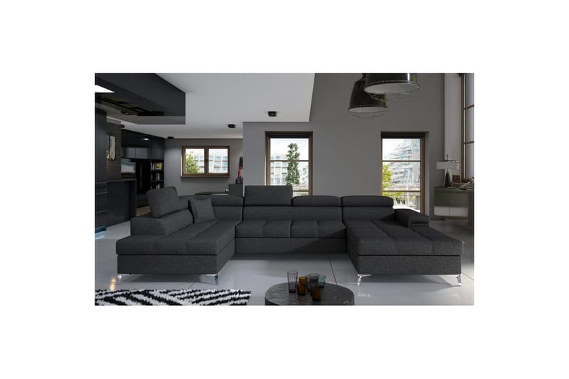 Divaani Eltap Eduardo 337x205x88 cm - Inari 96, tummanharmaa, Vasen - Huonekalut - Sohva - Vuodesohva