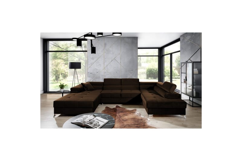Divaani Eltap Eduardo 337x205x88 cm - Kronos 06, ruskea, Oikea - Huonekalut - Sohva - Vuodesohva