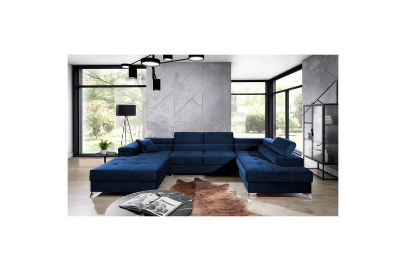 Divaani Eltap Eduardo 337x205x88 cm - Kronos 09, tummansininen, Oikea - Huonekalut - Sohva - Vuodesohva