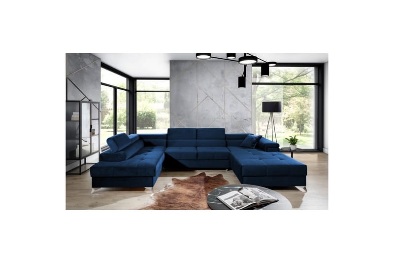 Divaani Eltap Eduardo 337x205x88 cm - Kronos 09, tummansininen, Vasen - Huonekalut - Sohva - Vuodesohva