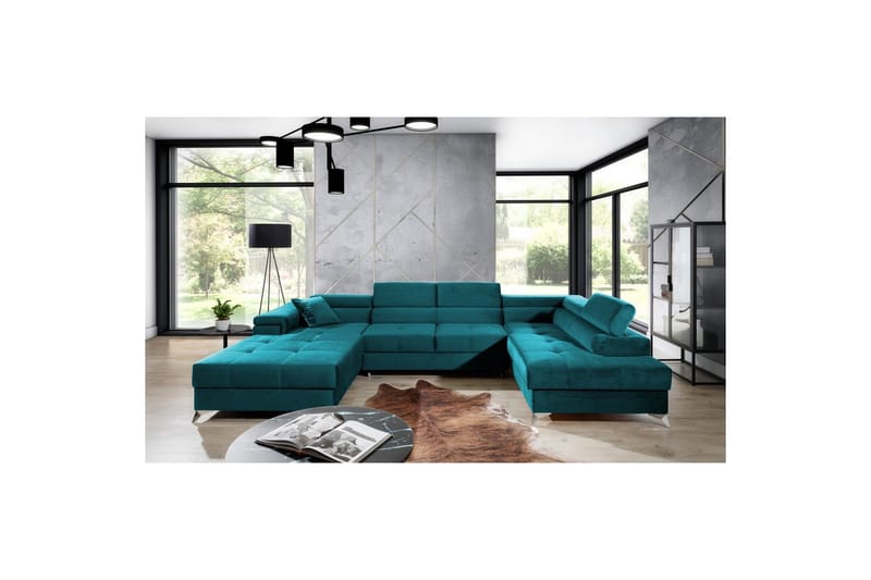 Divaani Eltap Eduardo 337x205x88 cm - Kronos 13, vaaleansininen, Oikea - Huonekalut - Sohva - Vuodesohva
