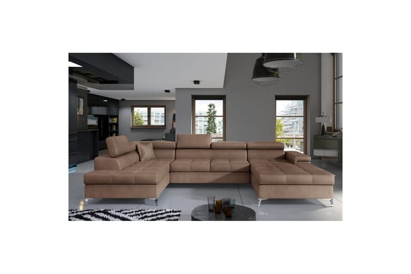 Divaani Eltap Eduardo 337x205x88 cm - Monoliitti 09, tumma beige, Vasen - Huonekalut - Sohva - Vuodesohva