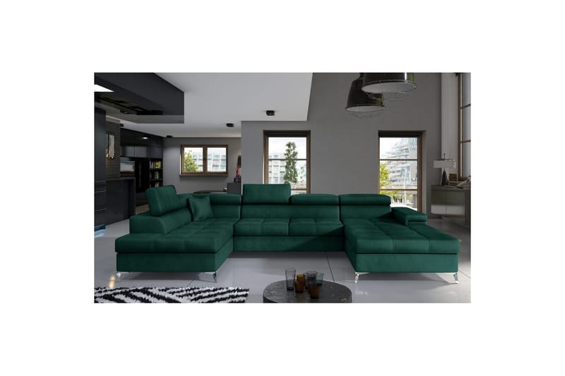 Divaani Eltap Eduardo 337x205x88 cm, Monolith 37, vihreä, Vasen