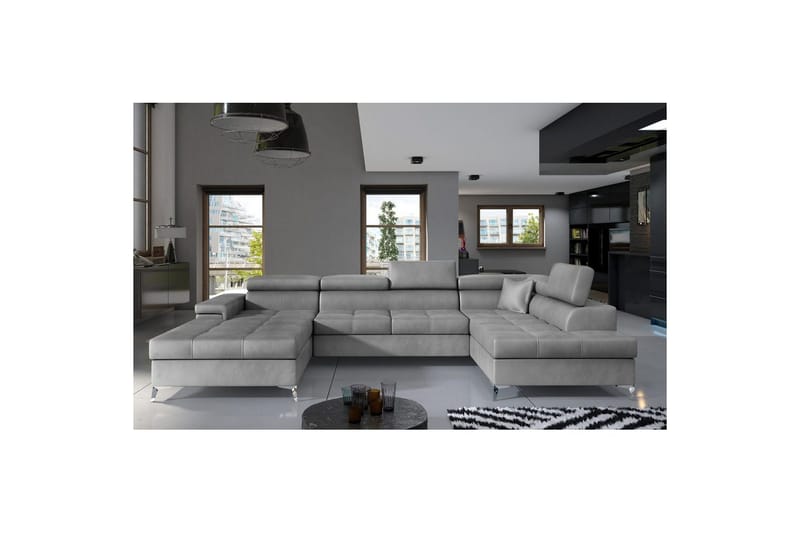 Divaani Eltap Eduardo 337x205x88 cm, Monolith 84, vaaleanharmaa, Oikea