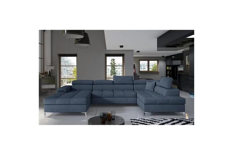 Divaani Eltap Eduardo 337x205x88 cm - Omega 86, Sininen, Oikea - Huonekalut - Sohva - Vuodesohva