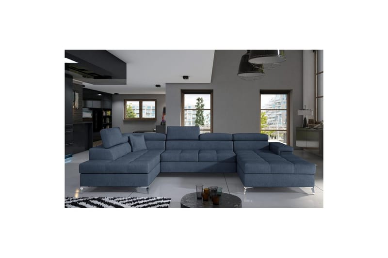 Divaani Eltap Eduardo 337x205x88 cm - Omega 86, Sininen, Vasen - Huonekalut - Sohva - Vuodesohva