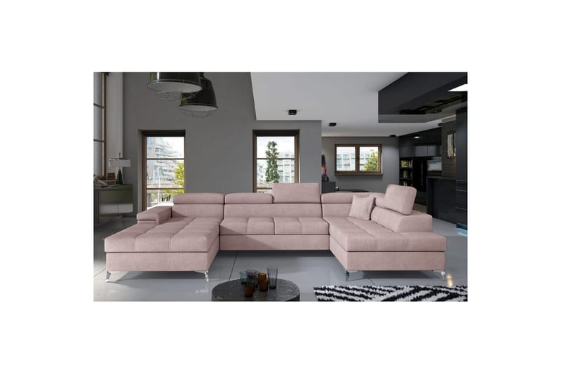 Divaani Eltap Eduardo 337x205x88 cm - Omega 91, Vaaleanpunainen, Oikea - Huonekalut - Sohva - Vuodesohva