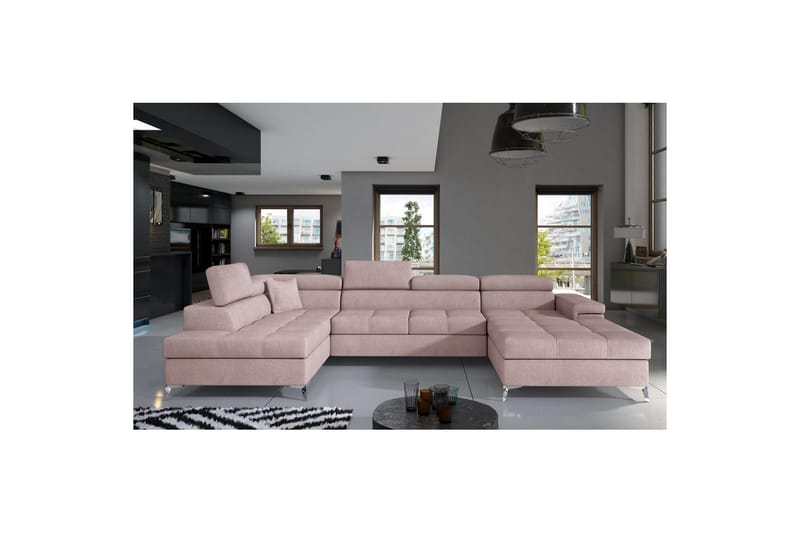 Divaani Eltap Eduardo 337x205x88 cm - Omega 91, Vaaleanpunainen, Vasen - Huonekalut - Sohva - Vuodesohva