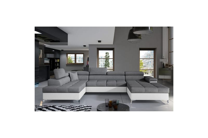 Divaani Eltap Eduardo 337x205x88 cm - Sawana 05, Soft 17, Harmaa, Valkoinen, Vasen - Huonekalut - Sohva - Vuodesohva
