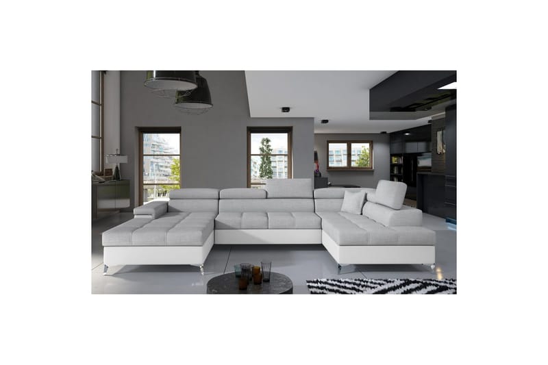 Divaani Eltap Eduardo 337x205x88 cm - Sawana 21, Soft 17, Harmaa, Valkoinen, Oikea - Huonekalut - Sohva - Vuodesohva