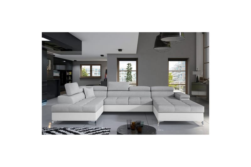 Divaani Eltap Eduardo 337x205x88 cm - Sawana 21, Soft 17, Harmaa, Valkoinen, Vasen - Huonekalut - Sohva - Vuodesohva