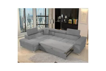 Divaani Eltap Eridano 275x202x88 cm - Manhattan 03, Vaaleanharmaa, Vasen - Huonekalut - Sohva - Vuodesohva