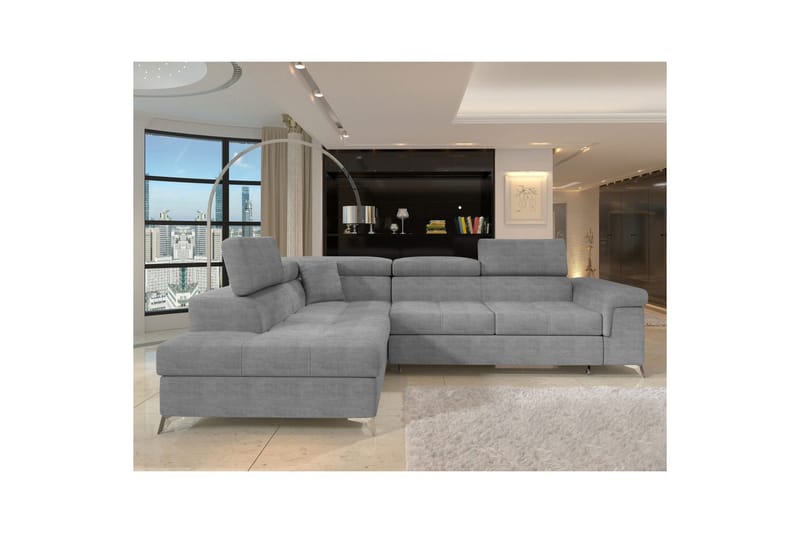 Divaani Eltap Eridano 275x202x88 cm - Manhattan 03, Vaaleanharmaa, Vasen - Huonekalut - Sohva - Vuodesohva