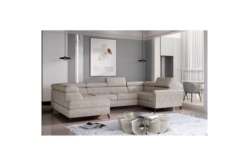 Divaani Eltap Escada 336x200x92 cm - Dora 21, Beige, Vasen - Huonekalut - Sohva - Vuodesohva